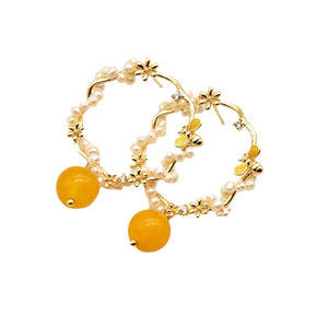 Topaz Earrings Simple And Versatile Natural Pearl Earrings