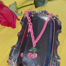 Load image into Gallery viewer, Pink Cherry Necklace Acrylic Chain Necklace
