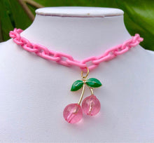 Load image into Gallery viewer, Pink Cherry Necklace Acrylic Chain Necklace
