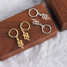 Load image into Gallery viewer, Irregular Golden Tassel Pleated Snake Earrings Earrings
