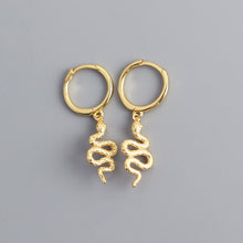 Load image into Gallery viewer, Irregular Golden Tassel Pleated Snake Earrings Earrings
