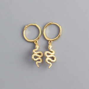 Irregular Golden Tassel Pleated Snake Earrings Earrings