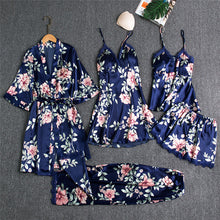 Load image into Gallery viewer, Spring And Autumn Sling Five-Piece Pajamas Women
