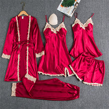 Load image into Gallery viewer, Spring And Autumn Sling Five-Piece Pajamas Women
