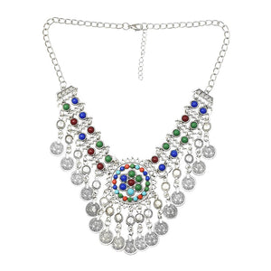 Street Style Coin Tassel Necklace Turquoise Necklace