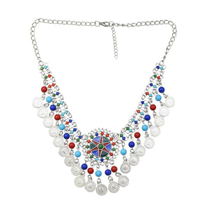 Street Style Coin Tassel Necklace Turquoise Necklace