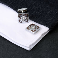 Load image into Gallery viewer, Square Roman Pattern Diamond Cufflinks Cufflinks
