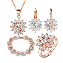 Load image into Gallery viewer, Champagne Gold Flower Earrings Zircon Earrings
