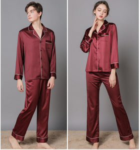 Silk Couple Pajamas And Home Wear Long-Sleeved Suit