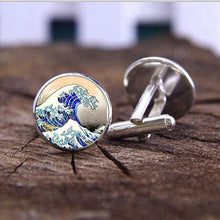 Load image into Gallery viewer, Kanagawa Time Gemstone Cufflinks French Shirt Men&#39;s Fashion Glass Cufflinks
