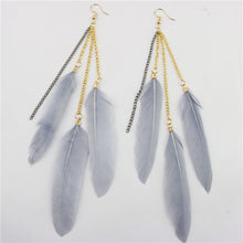Load image into Gallery viewer, Natural Feather Earrings Tassel Earrings
