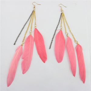Natural Feather Earrings Tassel Earrings