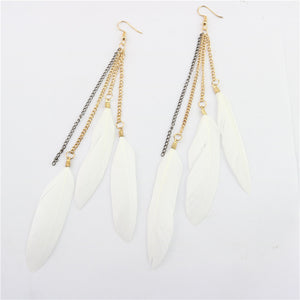 Natural Feather Earrings Tassel Earrings