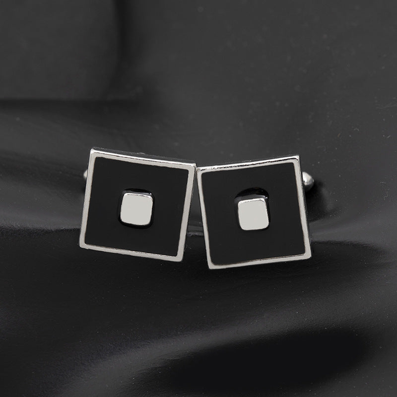 European And American Accessories High-Quality French Cuff Cufflinks Men's Cufflinks Enamel Series Black Square Cufflinks