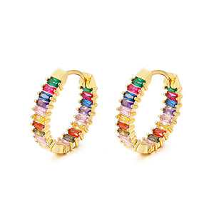 Gold-plated Copper Zircon Earrings With Colored Diamonds