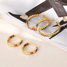 Load image into Gallery viewer, Gold-plated Copper Zircon Earrings With Colored Diamonds
