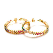 Load image into Gallery viewer, Gold-plated Copper Zircon Earrings With Colored Diamonds
