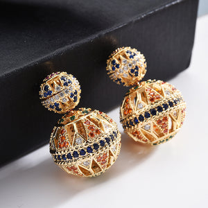 S925 Silver Needle Stud Earrings Hollow Ball Earrings
