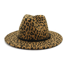 Load image into Gallery viewer, Couple Hat Leopard Print Woolen Top Hat
