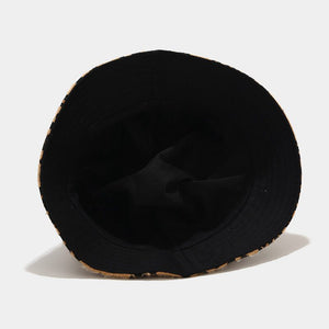 Leopard Double-sided Fisherman Hat Female Woolen Bowl Hat Autumn And Winter Outdoor Sun Hat