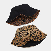 Load image into Gallery viewer, Leopard Double-sided Fisherman Hat Female Woolen Bowl Hat Autumn And Winter Outdoor Sun Hat
