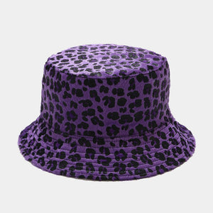 Leopard Double-sided Fisherman Hat Female Woolen Bowl Hat Autumn And Winter Outdoor Sun Hat