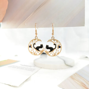 Cat fresh cartoon earrings ins wind moon earrings cute girl students simple Japanese and Korean earrings female ear clips
