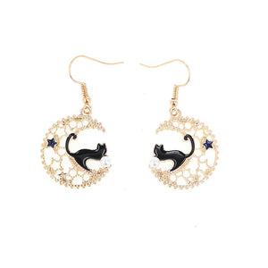 Cat fresh cartoon earrings ins wind moon earrings cute girl students simple Japanese and Korean earrings female ear clips