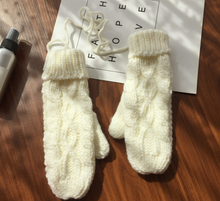 Load image into Gallery viewer, Korean Twist Double Thickening Fashion Hanging Neck Woolen Gloves Mittens Knitted Gloves Women Winter Korean Cute
