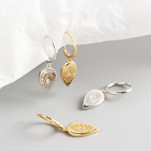 Sterling Silver Geometric Drop Totem Diamond Earrings Earrings