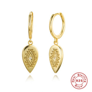 Sterling Silver Geometric Drop Totem Diamond Earrings Earrings