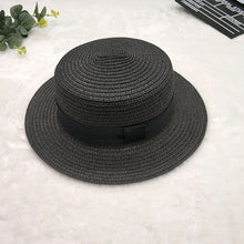 Load image into Gallery viewer, Straw Hat Women&#39;s Flat Top Hat Short Hair Hat Summer Korean Version Of The Wild Sun Hat
