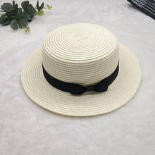 Load image into Gallery viewer, Straw Hat Women&#39;s Flat Top Hat Short Hair Hat Summer Korean Version Of The Wild Sun Hat
