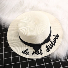 Load image into Gallery viewer, Korean Embroidered Letters Big Straw Hat Sunscreen Sunshade Hat Beach Hat
