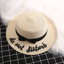 Load image into Gallery viewer, Korean Embroidered Letters Big Straw Hat Sunscreen Sunshade Hat Beach Hat
