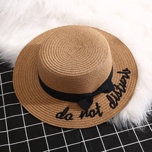 Load image into Gallery viewer, Korean Embroidered Letters Big Straw Hat Sunscreen Sunshade Hat Beach Hat
