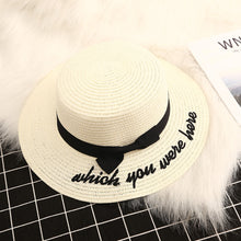 Load image into Gallery viewer, Korean Embroidered Letters Big Straw Hat Sunscreen Sunshade Hat Beach Hat
