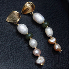 Load image into Gallery viewer, Natural Freshwater Shell Pearl Earrings Stone Beads Children&#39;S Elegant Earrings Long Style
