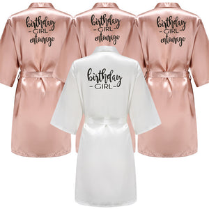 Birthday Party Girl & Entourage Robes Satin Pajamas