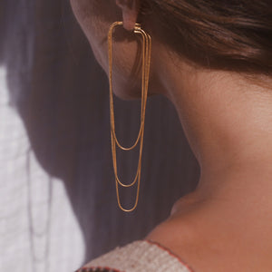 Fringe Earrings Women's Long Face Thin Stud Earrings