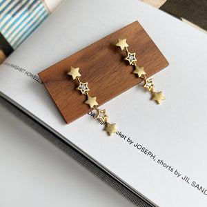 S925 Silver Seven-Star Zircon Full Star Earrings Personality Temperament Golden Earrings Earrings