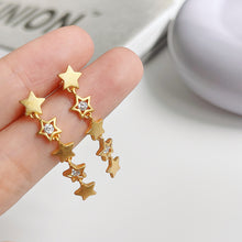Load image into Gallery viewer, S925 Silver Seven-Star Zircon Full Star Earrings Personality Temperament Golden Earrings Earrings
