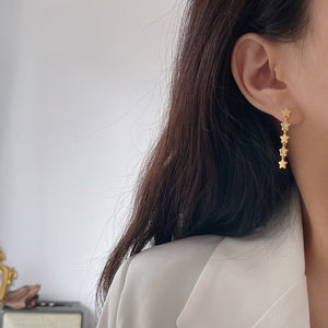 S925 Silver Seven-Star Zircon Full Star Earrings Personality Temperament Golden Earrings Earrings