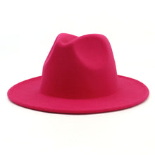 Load image into Gallery viewer, GEMVIE All-match Wide Brim Fedora Hat For Women Solid Color Wool Felt Hat For Men Autumn Winter Panama Gamble Yellow Jazz Cap
