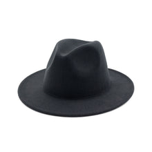 Load image into Gallery viewer, GEMVIE All-match Wide Brim Fedora Hat For Women Solid Color Wool Felt Hat For Men Autumn Winter Panama Gamble Yellow Jazz Cap
