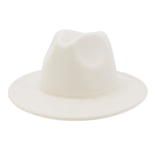 Load image into Gallery viewer, GEMVIE All-match Wide Brim Fedora Hat For Women Solid Color Wool Felt Hat For Men Autumn Winter Panama Gamble Yellow Jazz Cap
