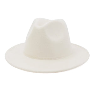 GEMVIE All-match Wide Brim Fedora Hat For Women Solid Color Wool Felt Hat For Men Autumn Winter Panama Gamble Yellow Jazz Cap