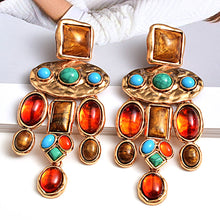 Load image into Gallery viewer, European And American Style Fashion Resin Round Pendant Color Earrings
