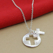 Load image into Gallery viewer, Silver Plated Couple Cross O-Shaped Necklace Necklace
