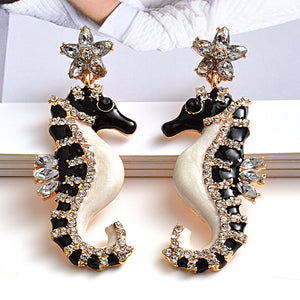 Seahorse Cartoon Earrings Diamond Earrings